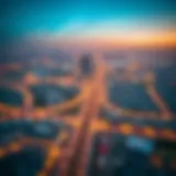 Aerial view showcasing the Abu Dhabi-Dubai border