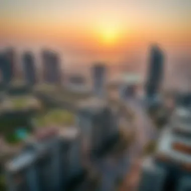 Strategic Location of Acacia at Park Heights Aerial view of Park Heights highlighting its strategic location in Dubai