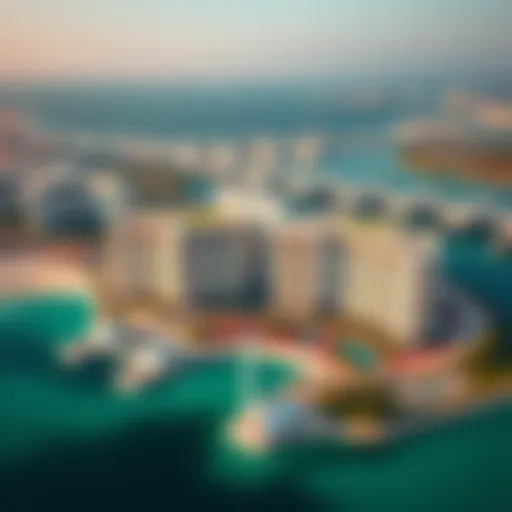 Stunning aerial view of Adagio the Palm showcasing its unique architectural design