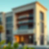 Exterior view of the Al Barsha Boutique Building showcasing its unique architectural design