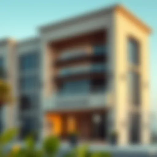 Exterior view of the Al Barsha Boutique Building showcasing its unique architectural design