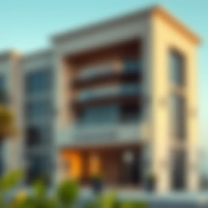 Exterior view of the Al Barsha Boutique Building showcasing its unique architectural design