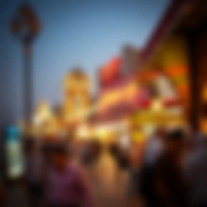 Evening Bustle at Al Seef Market An evening view of Al Seef Market bustling with visitors