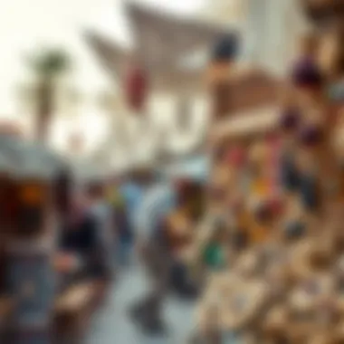 Local Crafts at Al Seef Market Vibrant market stalls showcasing local crafts and goods