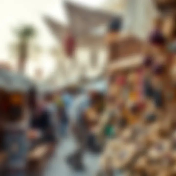 Local Crafts at Al Seef Market Vibrant market stalls showcasing local crafts and goods
