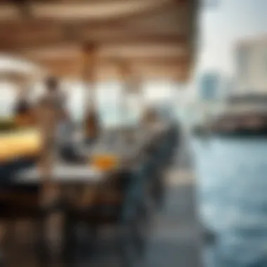 Culinary Delights by the Water A scenic view of the waterfront dining area with diverse culinary offerings