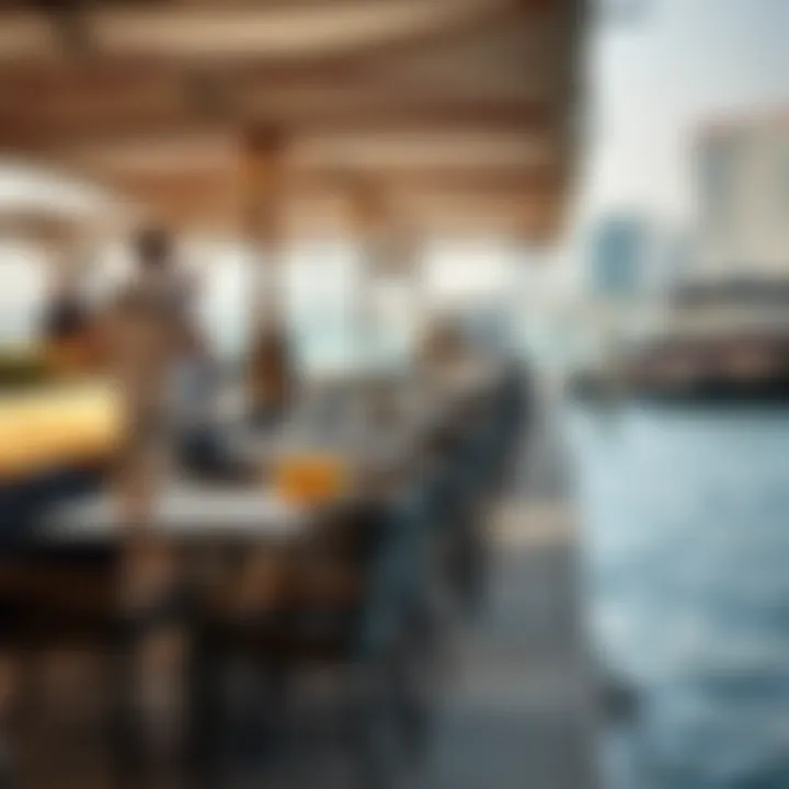 Culinary Delights by the Water A scenic view of the waterfront dining area with diverse culinary offerings