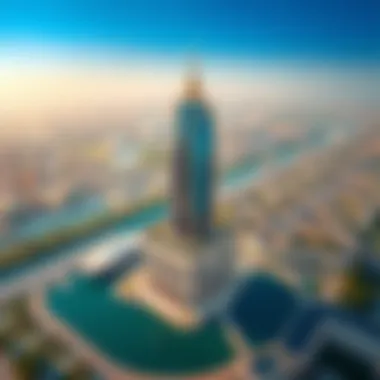 Aerial Perspective of Al Sondos Tower Aerial view of Al Sondos Tower and its surrounding area