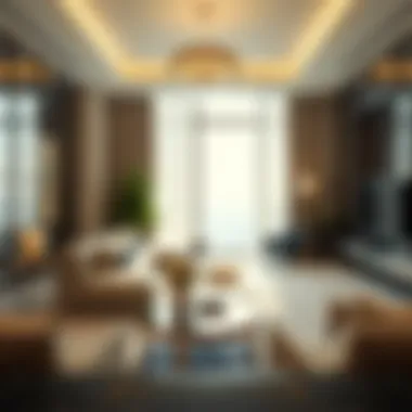 Luxurious Interior of Amna Tower Interior view of a luxury apartment in Amna Tower with modern furnishings