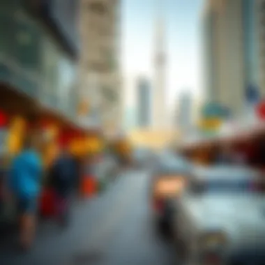 Vibrant market scene in Dubai Marina