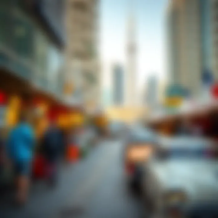 Vibrant market scene in Dubai Marina