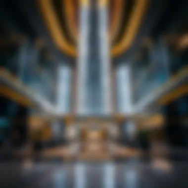Luxurious Lobby of Burj Khalifa Interior design showcasing the luxurious lobby of Burj Khalifa.
