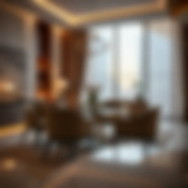 Elegant Dining Area in a Hotel Apartment Dining area in a hotel apartment featuring elegant decor