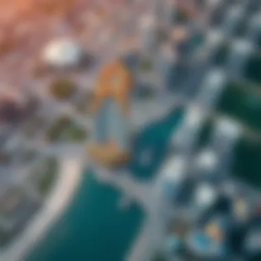 Aerial view highlighting the prime location of Creek Edge Tower 2 in Dubai