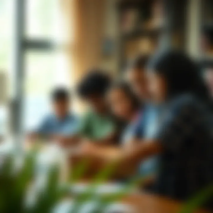 A diverse group of students collaborating on a project
