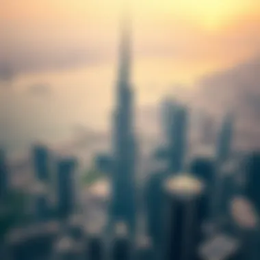 Dunya Tower in Dubai's Iconic Skyline Aerial view of Dunya Tower and its integration into Dubai's skyline