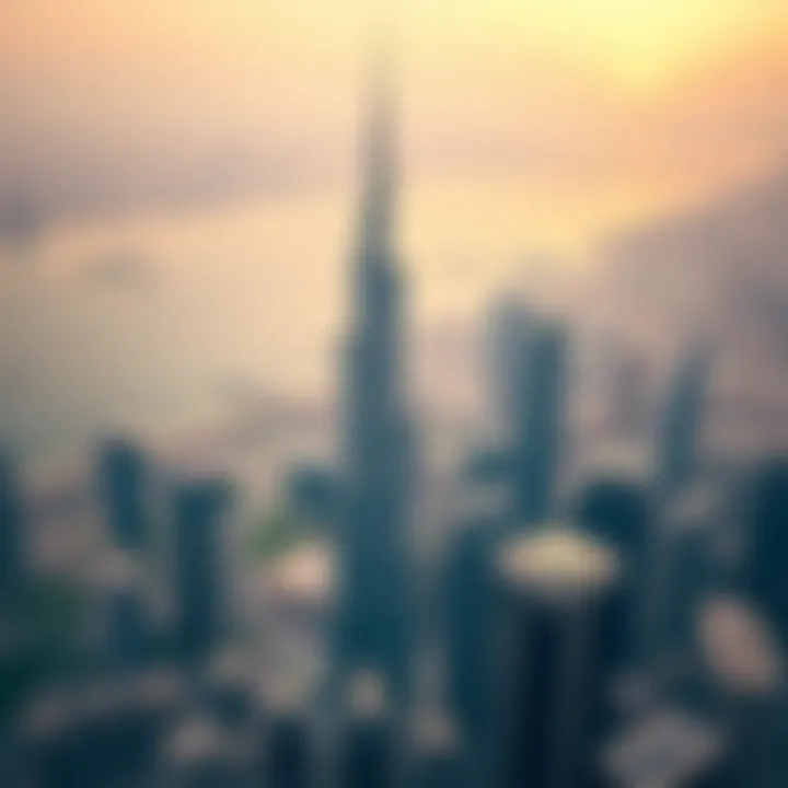 Dunya Tower in Dubai's Iconic Skyline Aerial view of Dunya Tower and its integration into Dubai's skyline