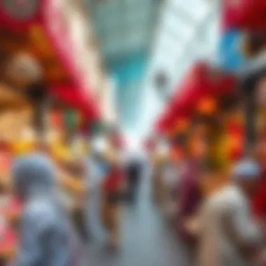 Cultural Vibrancy at UAE Markets During Eid A bustling marketplace during Eid, showcasing cultural vibrancy