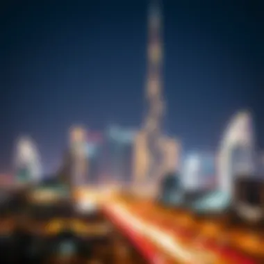 Dubai Skyline Illuminated for Eid Festivities A serene view of Dubai's skyline during the Eid celebrations