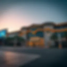 Exterior view of the Emirates Mall showcasing its unique architectural design