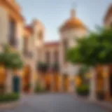 Architectural details of European Village in Dubai showcasing unique European-inspired designs