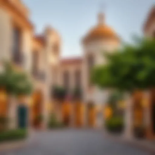 Architectural details of European Village in Dubai showcasing unique European-inspired designs