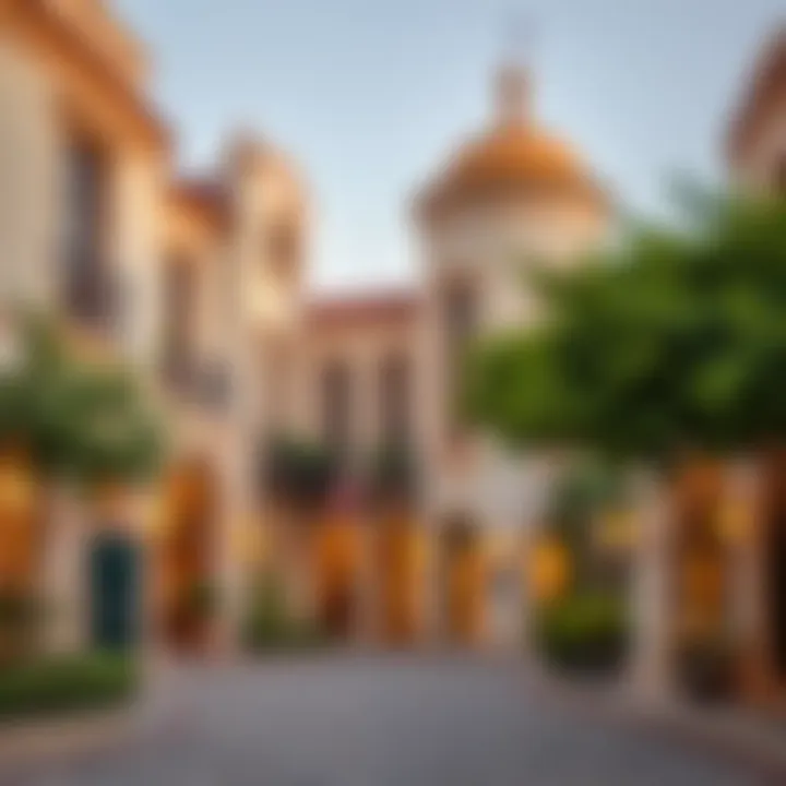 Architectural details of European Village in Dubai showcasing unique European-inspired designs