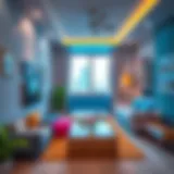 Colorful studio apartment interior in Al Barsha 1