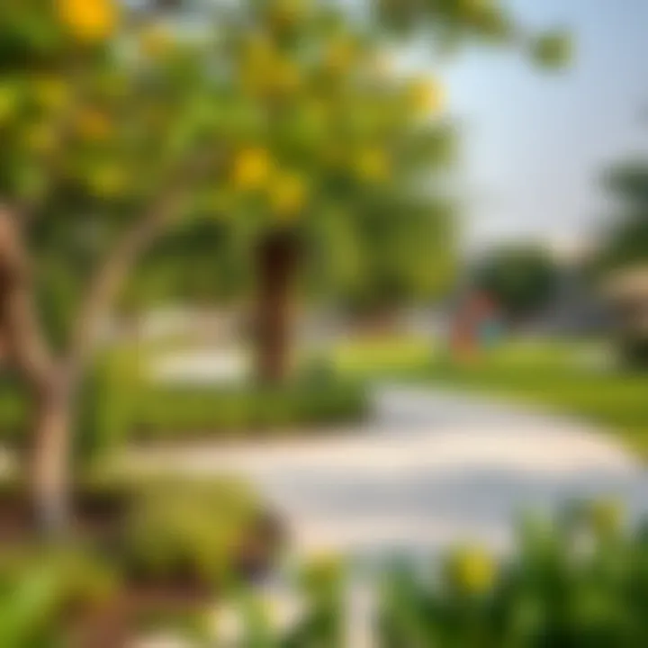 Vibrant community park in Al Barsha filled with greenery and recreational activities