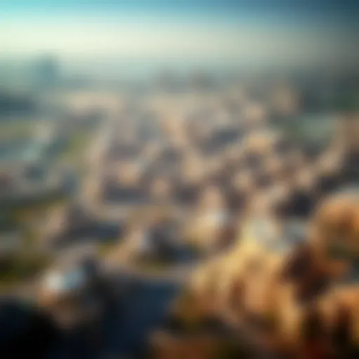 An aerial view of Al Barsha showcasing its unique architectural layout