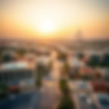 Aerial view of a vibrant community developed by Ellington Properties in Dubai