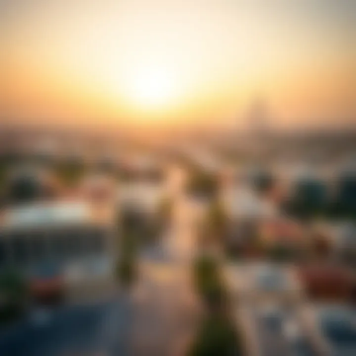 Aerial view of a vibrant community developed by Ellington Properties in Dubai