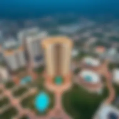 Aerial View of Community Amenities Around Tower B Aerial view highlighting the surrounding community amenities