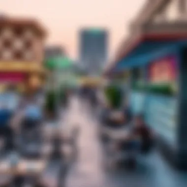 Vibrant marketplace and dining options along the promenade in La Mer Jumeirah