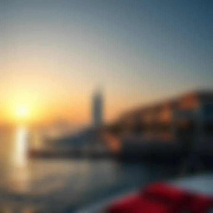 Scenic sunset view over the water at La Mer Jumeirah