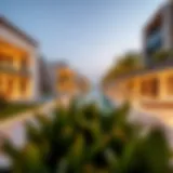Luxurious villas in MBR City District One showcasing modern architecture