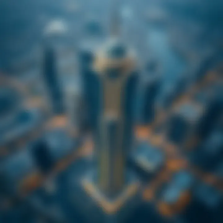 Aerial view of Nuaimiya Tower highlighting its central location in Dubai