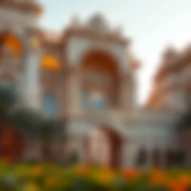 Architectural Marvel of Dubai's Palace Residences Stunning facade of a luxury palace residence in Dubai