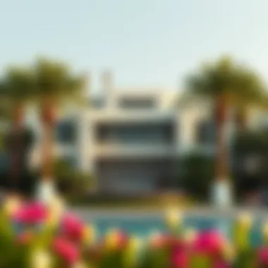 Luxury villas within Palm Jumaira surrounded by lush greenery