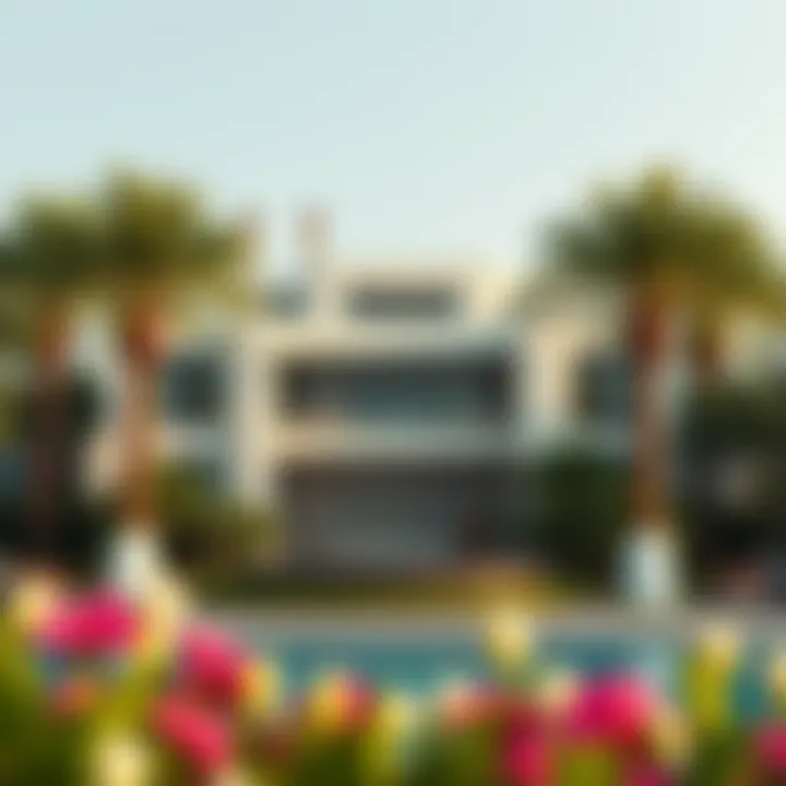 Luxury villas within Palm Jumaira surrounded by lush greenery