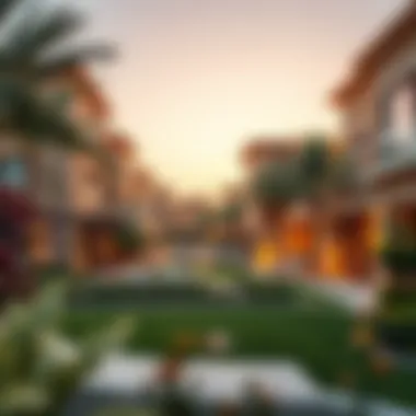 Scenic view of Al Barsha neighborhood highlighting villa-style architecture