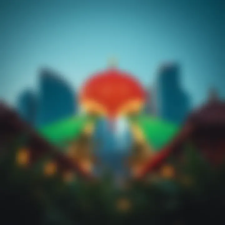 An artistic installation that blends modern design with traditional elements, symbolizing Dubai's cultural fusion