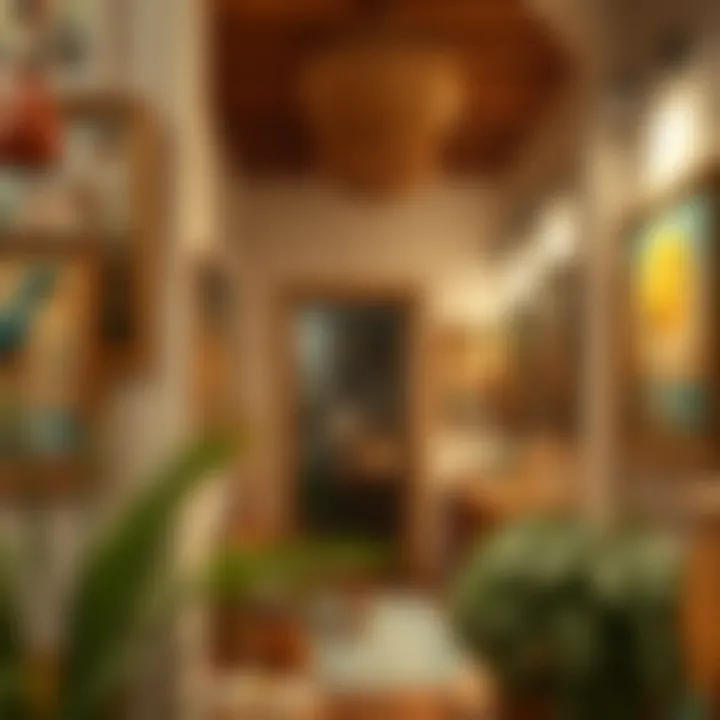 An enchanting gallery featuring local artists' works, representing the diversity of creativity in the Art District