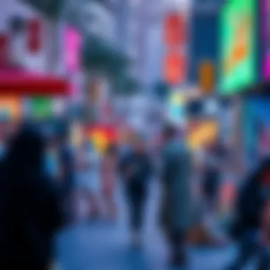 A lively street scene showcasing an art event, highlighting community engagement and cultural festivities