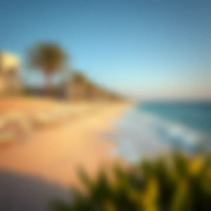 Golden sands and turquoise waters of a Dubai beach.