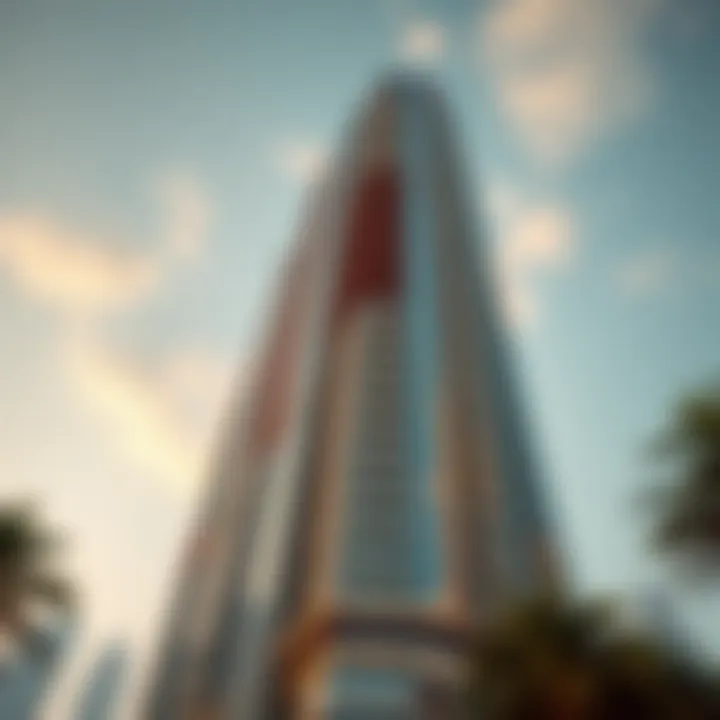 Architectural details of the Rolex Tower highlighting its design