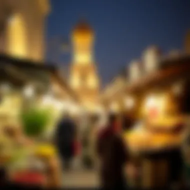 A vibrant market showcasing traditional Arabian crafts