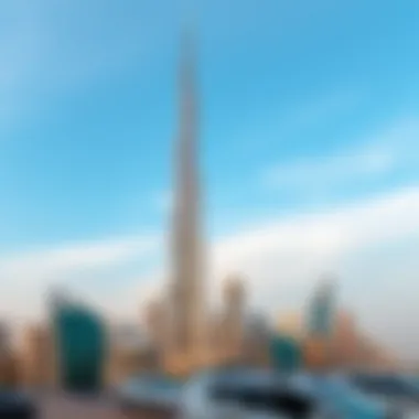 The Burj Khalifa towering above the Dubai skyline