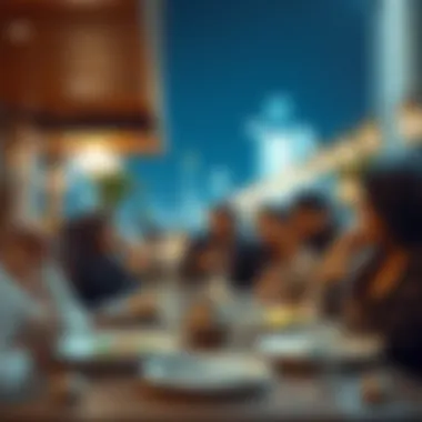 Enjoying Iftar Together in Dubai A group of friends enjoying Iftar together at a restaurant in Dubai