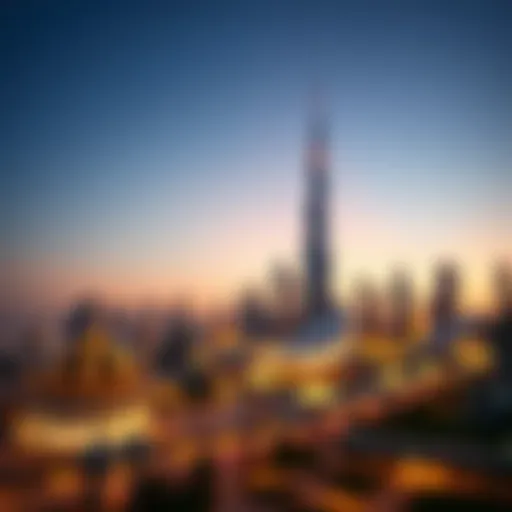 A scenic view of Dubai's skyline at sunset during Ramadan
